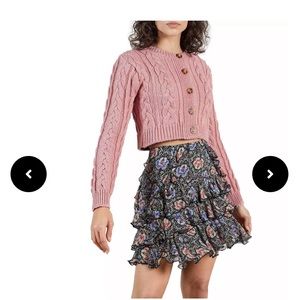 MADE IN ENGLAND Ted Baker Clowiey Cable Knit Chunky Wool Cardigan Sweater sz 4